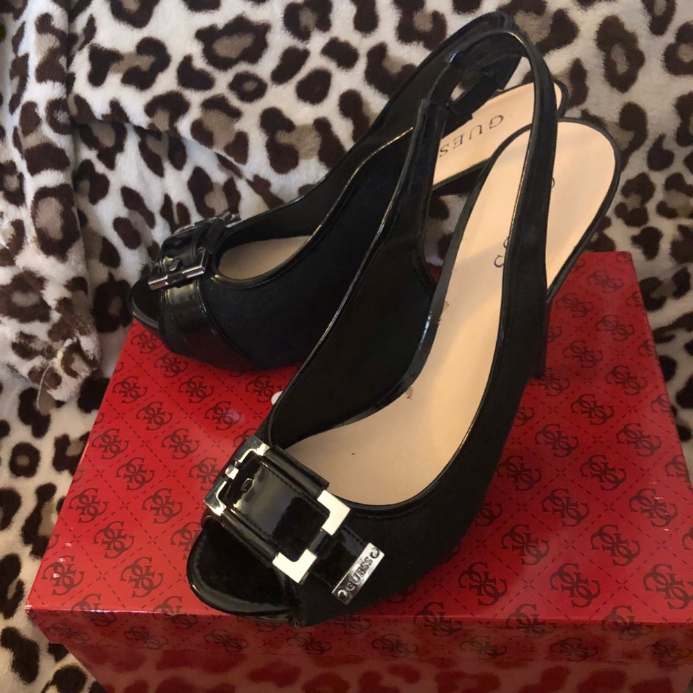 Guess Peeptoe Slingback Heels